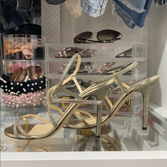 Jimmy Choo champagne sparkle strappy heels - Picture 5 of 8